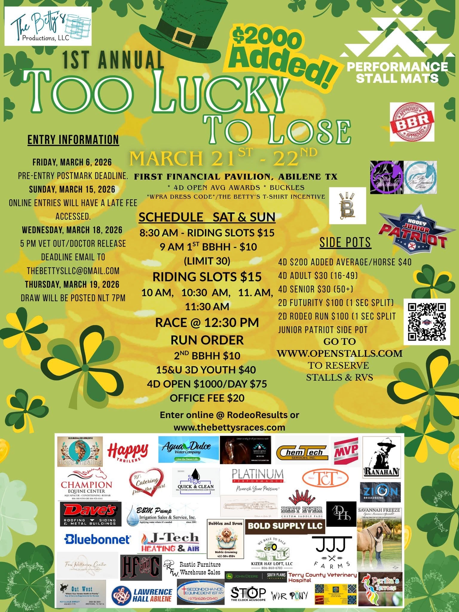 6x9 The Betty's Too Lucky to Lose Event Anti Slip Portable Stall Mats