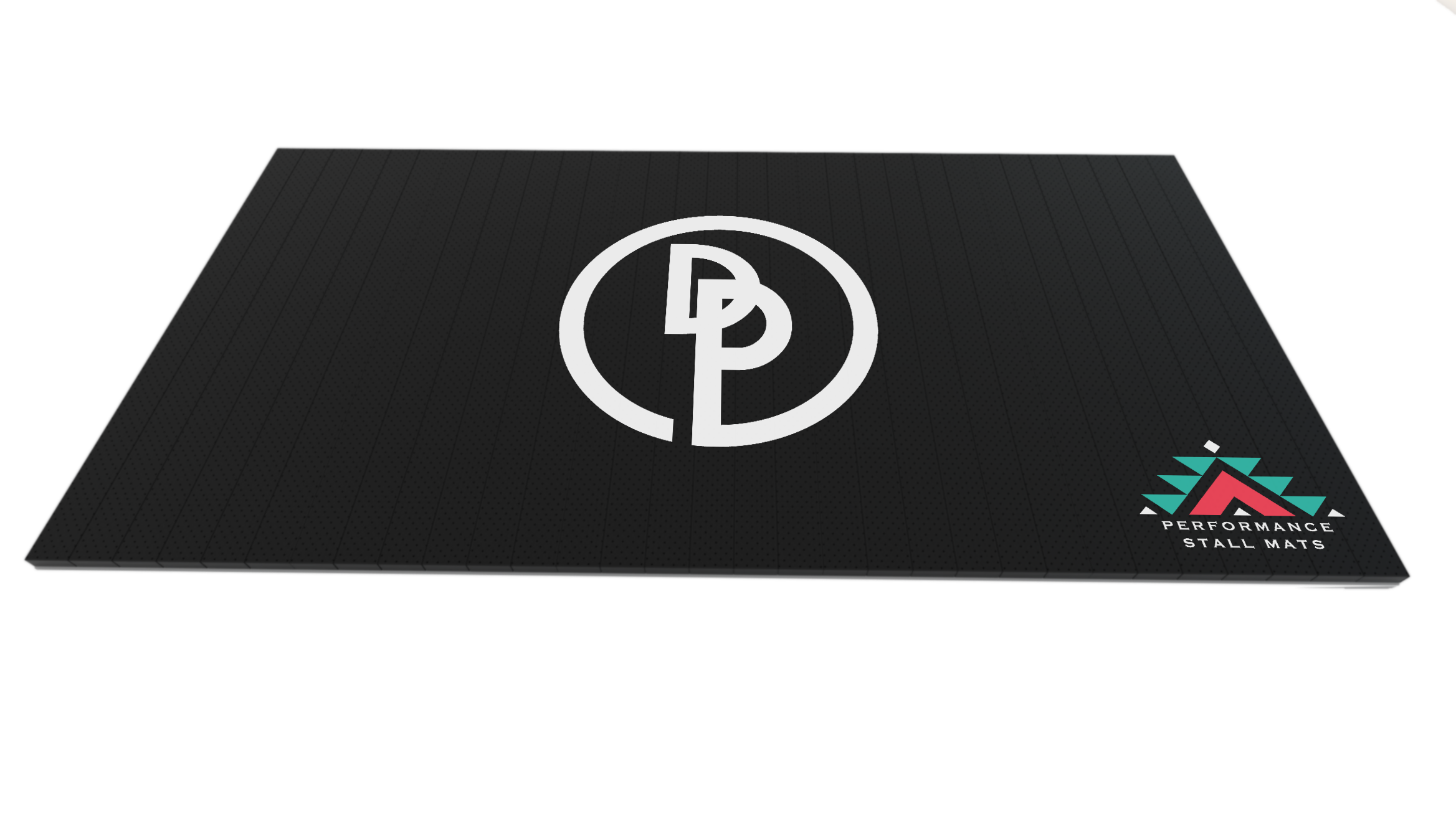 Custom 5x10 Portable Stall Mat Black – Personalized logo roll‑up mat for horse stalls, trailers, events