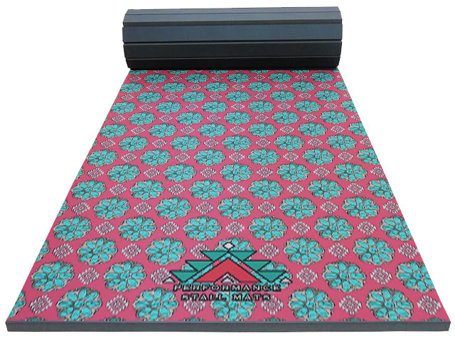 Pink Squash Blossom Design 5x10 Portable Stall Mat – Lightweight Roll-Up Mat for Horse Stalls, Events, and Trailers