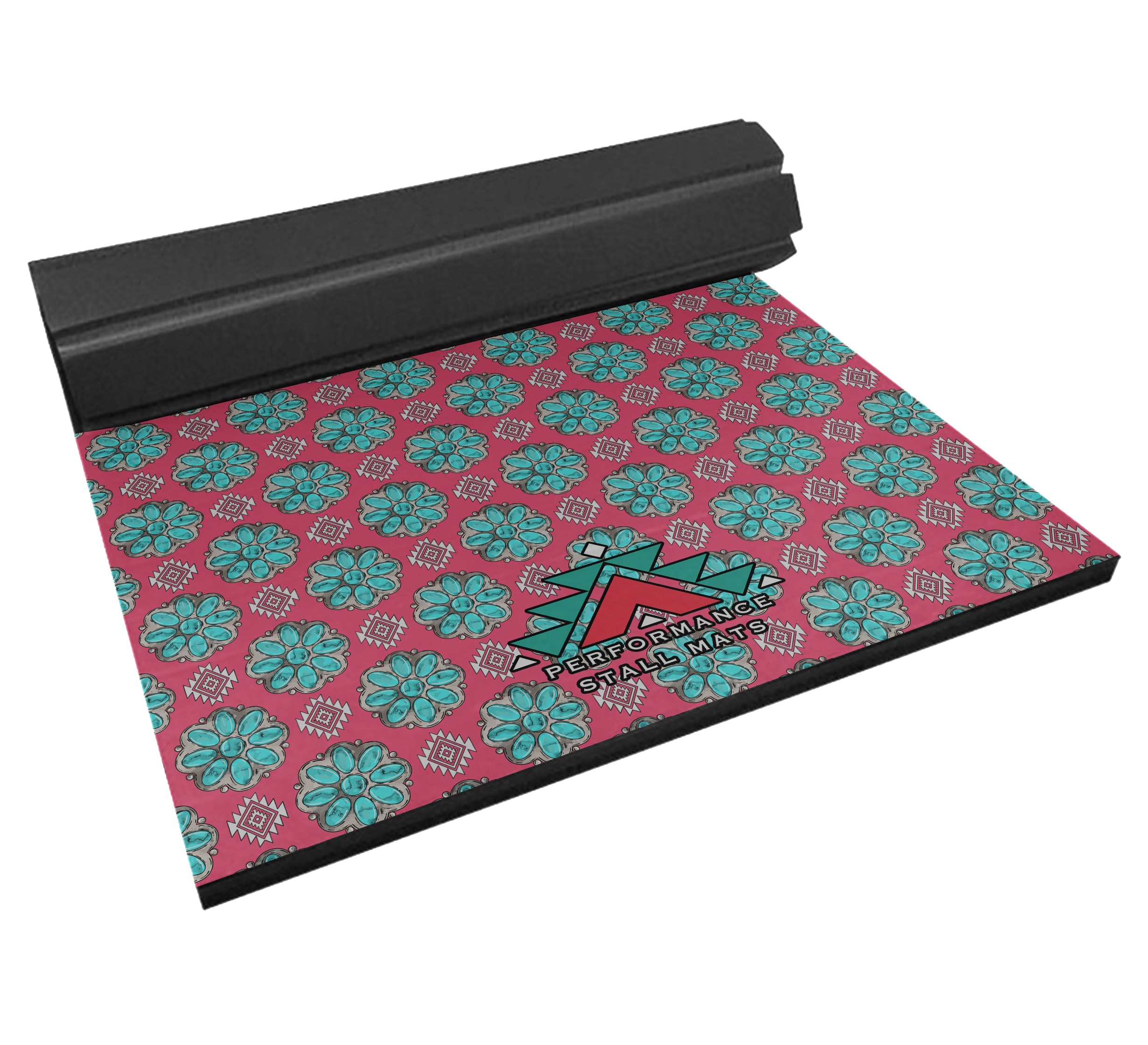 Pink Squash Blossom Design 5x10 Portable Stall Mat – Lightweight Roll-Up Mat for Horse Stalls, Events, and Trailers