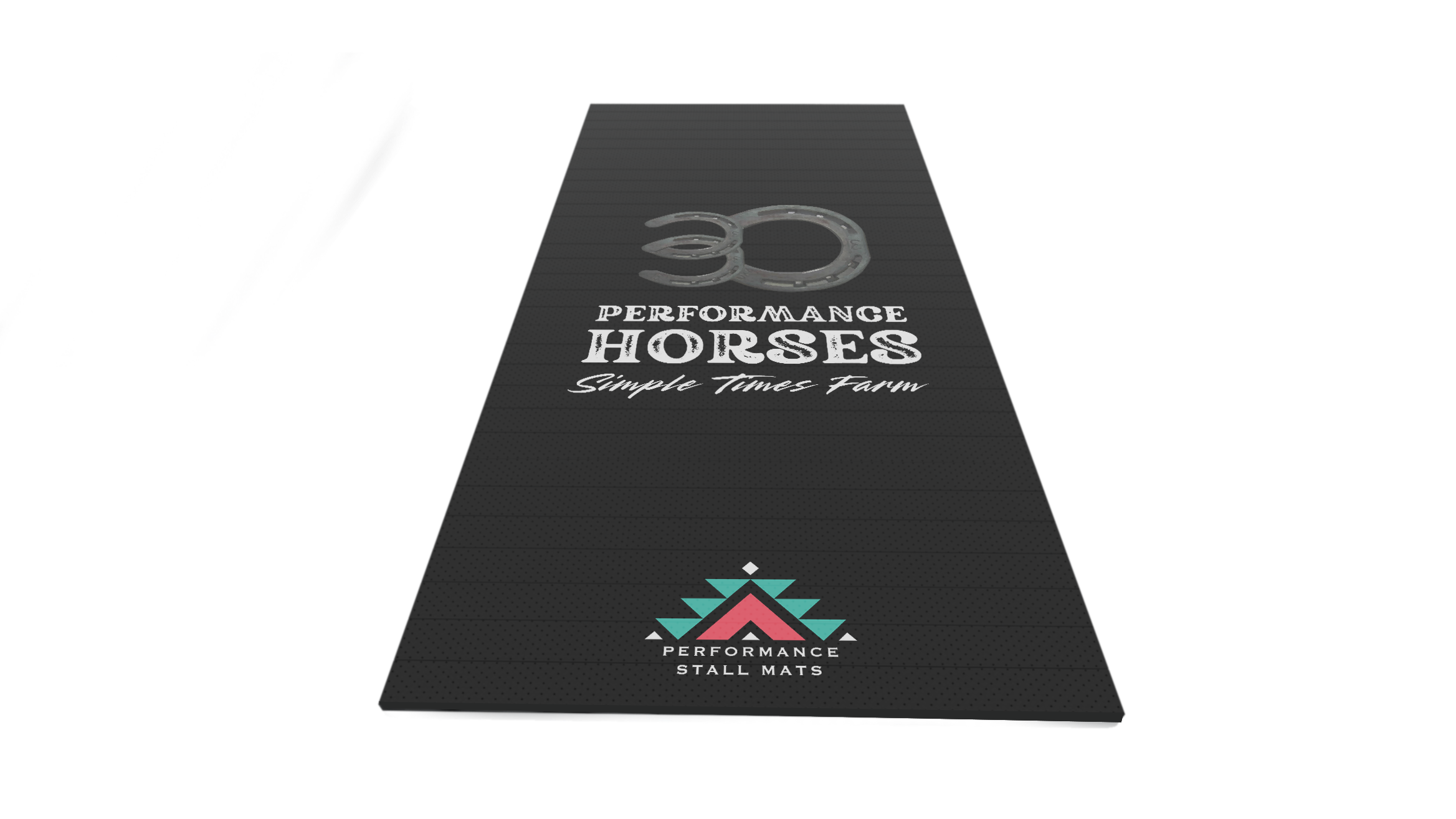 Custom 5x10 Portable Stall Mat Black – Personalized logo roll‑up mat for horse stalls, trailers, events