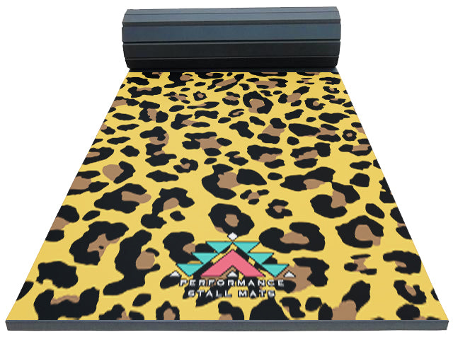 Leopard Design 5x10 Portable Stall Mat – Lightweight Roll-Up Mat for Horse Stalls, Events, and Trailers
